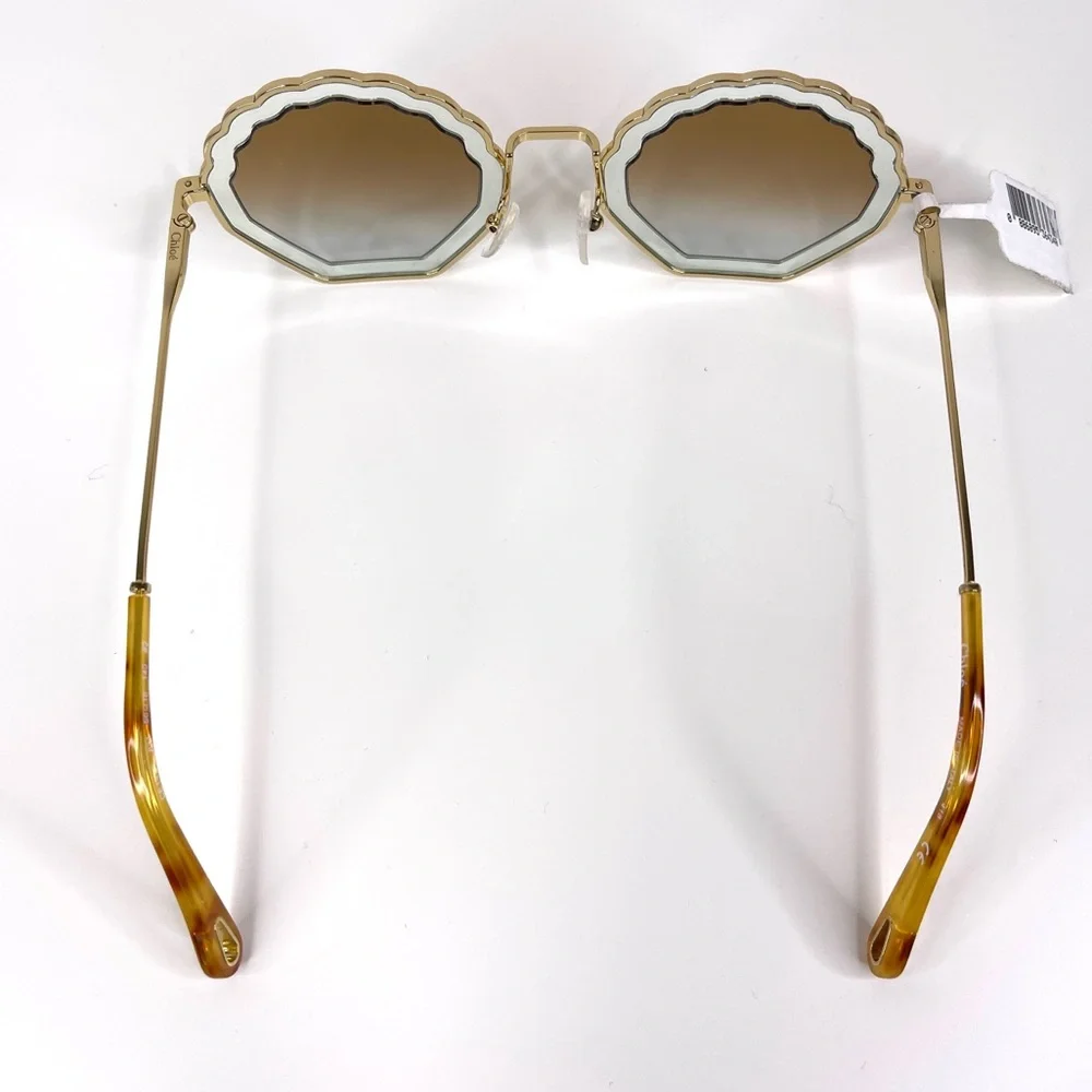 CHLOE Boho Geometric Sunglasses NEW Gradient Burnt Gold Azure